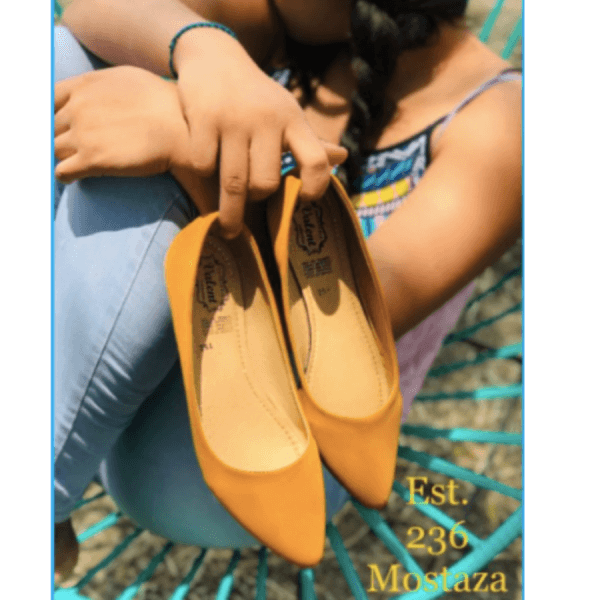 Balerina Style Shoes for Women, Made in Suede in Yellow Color